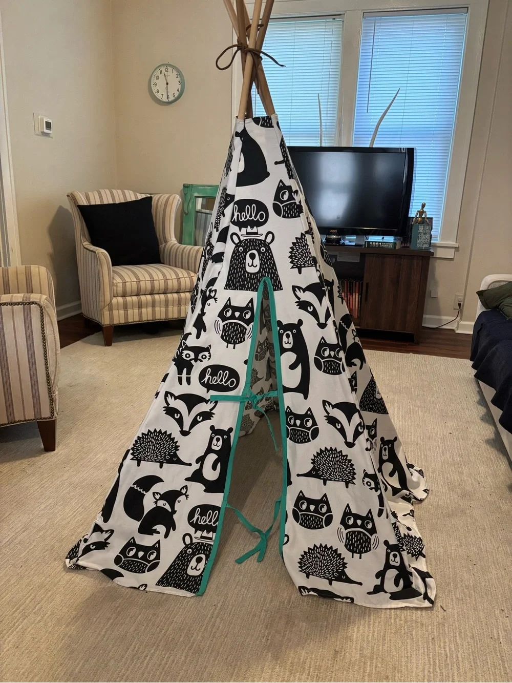 Target Pillowfort Kids Teepee Tent - Black & White Woodland Animals